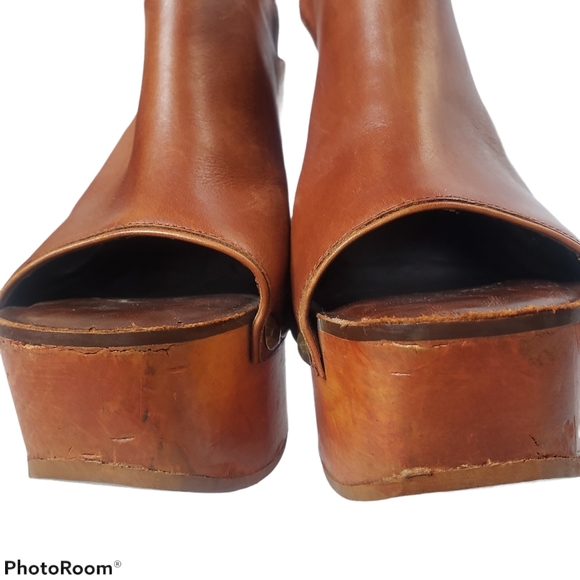 JEFFREY Campbell Women's Havana Leather Wood Wedge - Picture 4 of 14